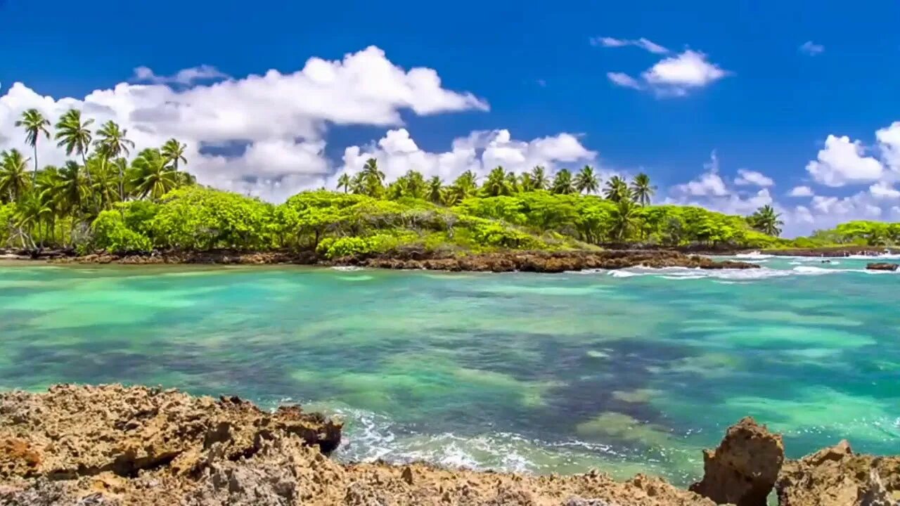 Тропический пейзаж. 3d-relax системы. Райский остров. Фотообои в интерьере спальни. Мальдивы дусит тхани отель.