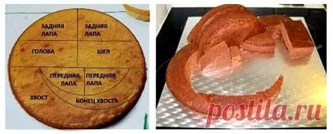 Сердце из круглого коржа