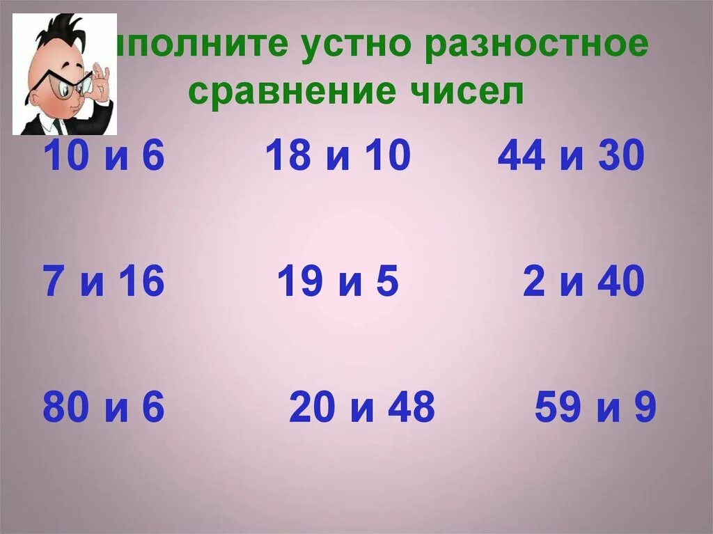 Разностное сравнение чисел. Выполните разностное сравнение чисел. Разностное сравнение чисел 1 класс. Задачи на разностное сравнение чисел. Математика разностное сравнение