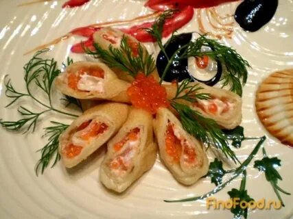 Блины с икрой красной красивая подача