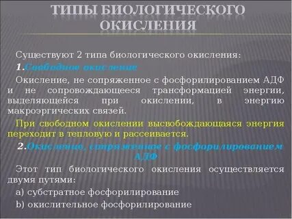 Способы биологического окисления