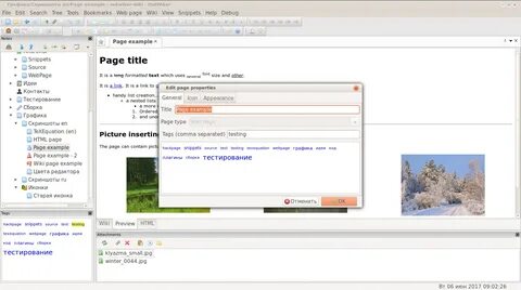 The author uses the example with page