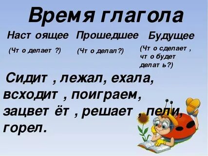 Определить время глагола карточки