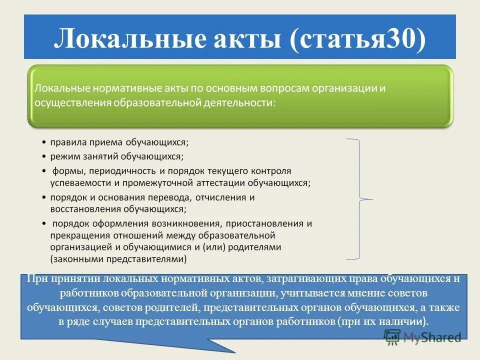 содержание локальных актов организации