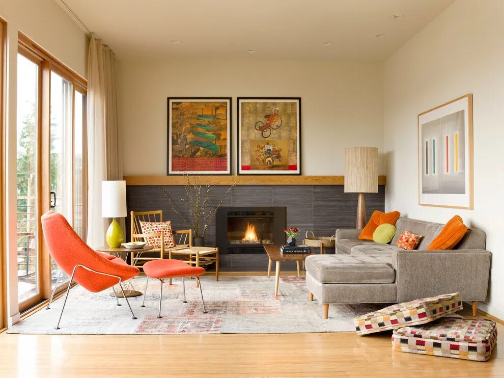Интерьер в стиле мидсенчури Eclectically styled home with mid-century details in Newport Beach