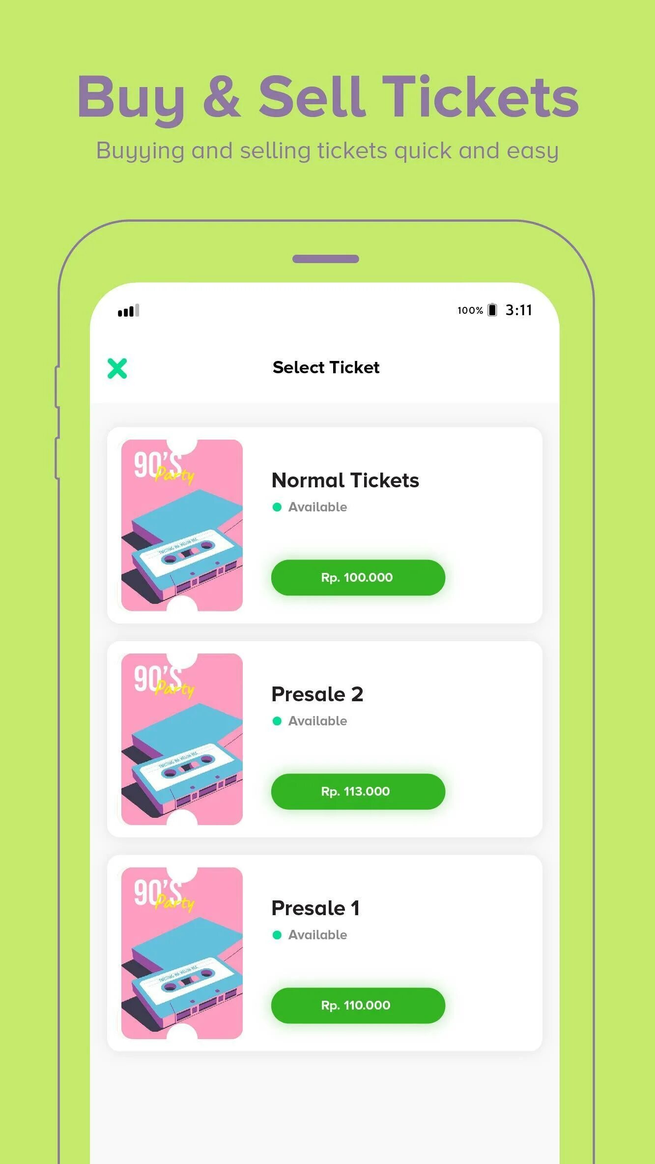 Tickets app. App UI.