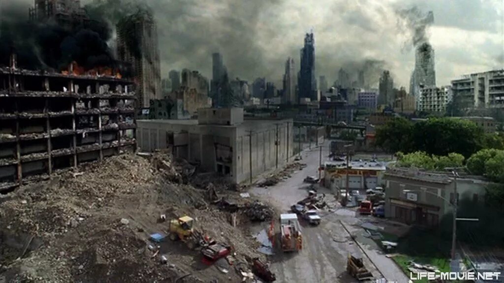 Крушение города. Землетрясение апокалипсис. Разрушенная Америка.