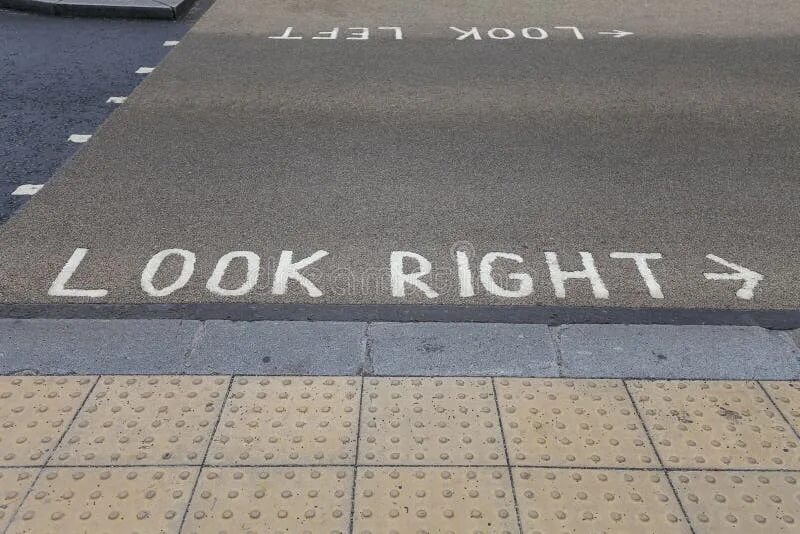 Be on the right side. Left side traffic. real out of side traffic.