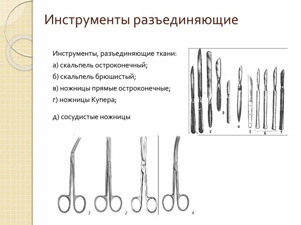 Инструменты разъединяющие ткани брюшистый скальпель. Хирургические инструменты для разъединения тканей с названиями. Фарабефа инструмент хирургический. Инструменты для разъединения тканей топографическая анатомия.