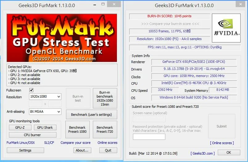 Geeks3d furmark. GTX 750 FURMARK. FURMARK 1080. GTX 750 ti FURMARK.