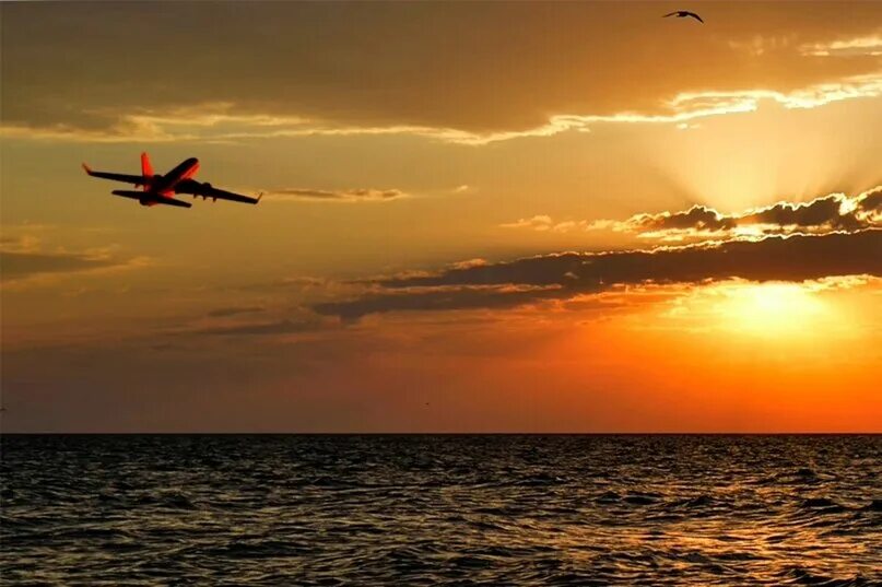 На самолете на море россия. Самолет на закате. Самолет над морем на закате. Самолет над морем. Море закат самолет.