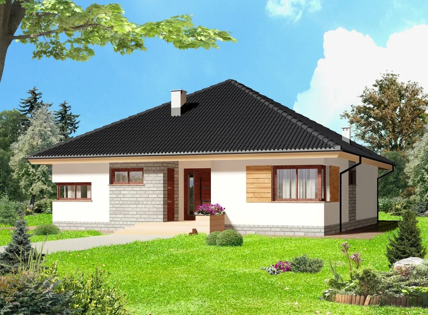 Одноэтажные домики из пеноблоков. Проекты кирпичных домов. Проекты полутораэтажных домов. Проекты домов из газобетона до 80 кв. М.