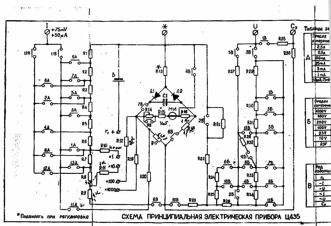 Схема с номиналами. Схема электрическая прибора ц435. Монтажная схема прибора ц 435. Прибор ц435 схема электрическая принципиальная. Тестер ц435 схема электрическая и спецификация.