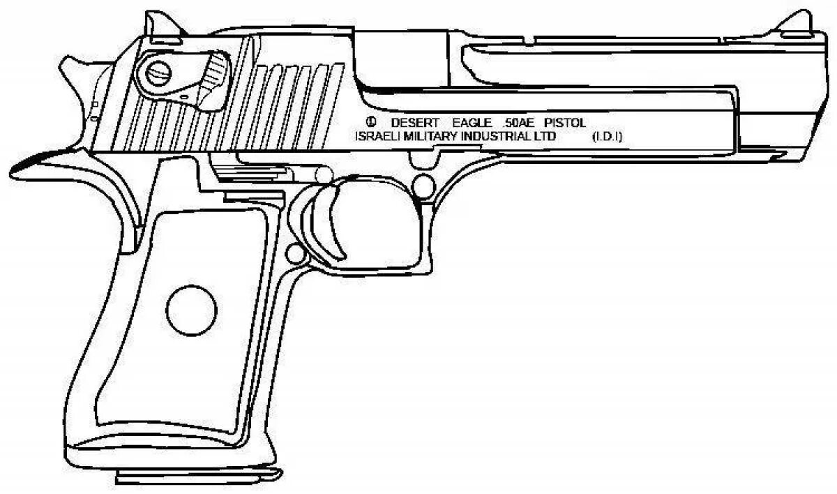 Дигл раскраска. Чертёж пистолета Desert Eagle. Дезерт игл чертеж.