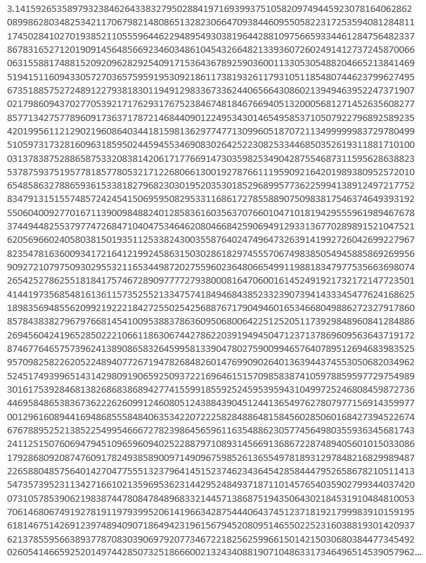 число пи 1000 знаков после запятой. большое число конец. самые большие числа в мире. самые большие цифры. число пи равно.