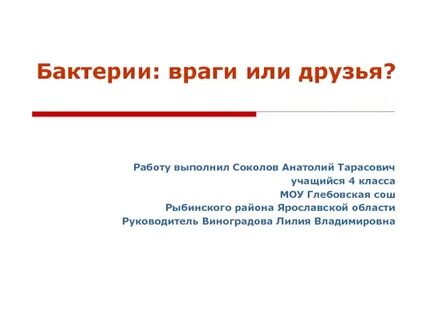 Бактерии наши друзья и враги