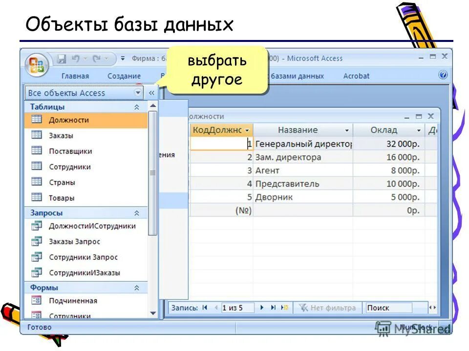 Создание таблицы базы данных в access. Перечислите основные объекты базы данных access. Область переходов базы данных. Как создать вкладку в базе данных. Базовый объект ms access это.
