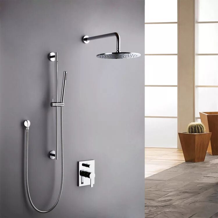 Лейка для душа на стену. Душевая система Hansgrohe 7616000. Встроенный душевой смеситель. Встроенный смеситель для душа в стену.