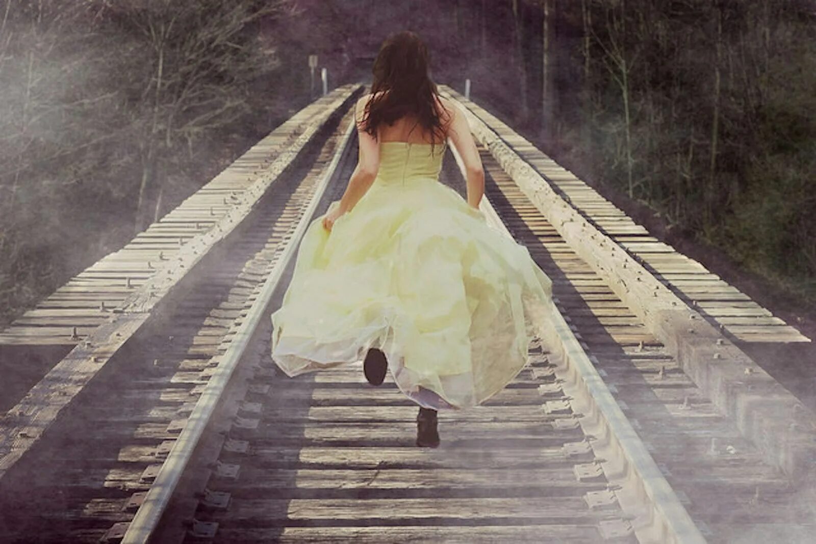 Like i run away. Run away. running away. running away from fear. a woman running away.