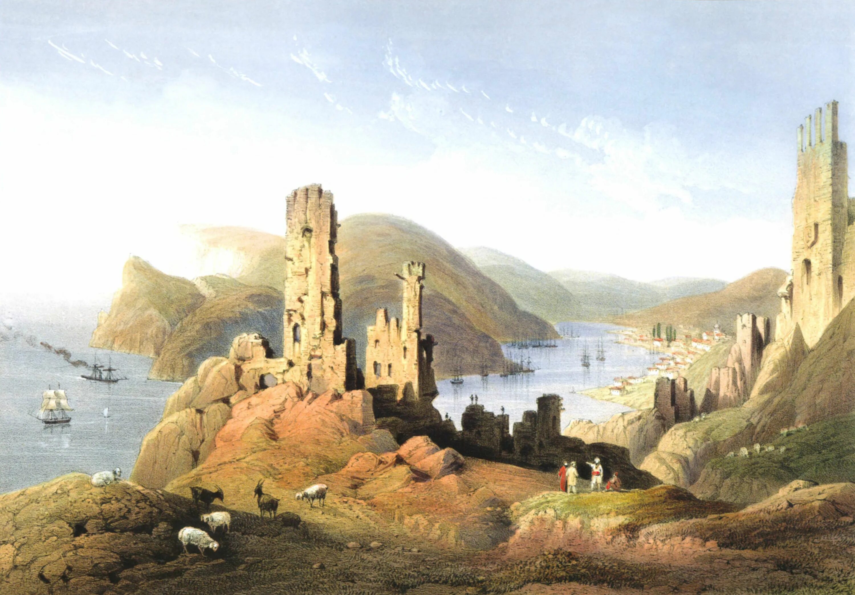 крым в 15 веке. балаклава 19 века. крым карло боссоли 1856. карло боссоли бахчисарай ханский дворец. крымские вв.