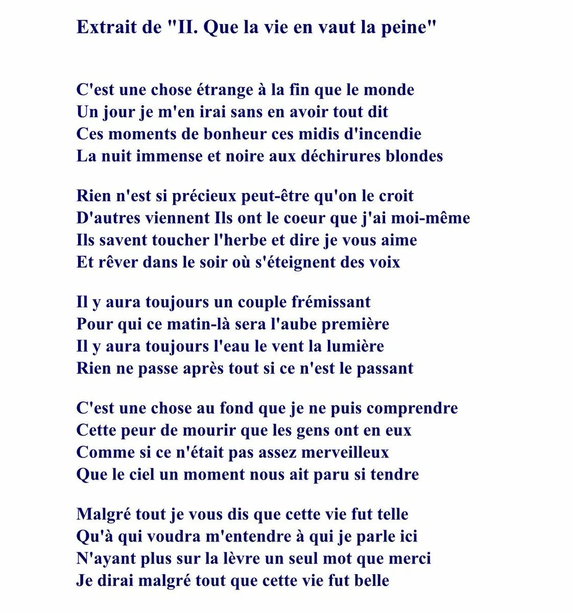 , Песня на французском y Hymne de la vie. La vie песня перевод