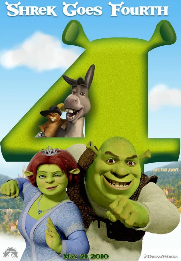 Шрек четыре. Шрек 4. шрек 4 2010. шрек 4 постер. рубинштицкий шрек.