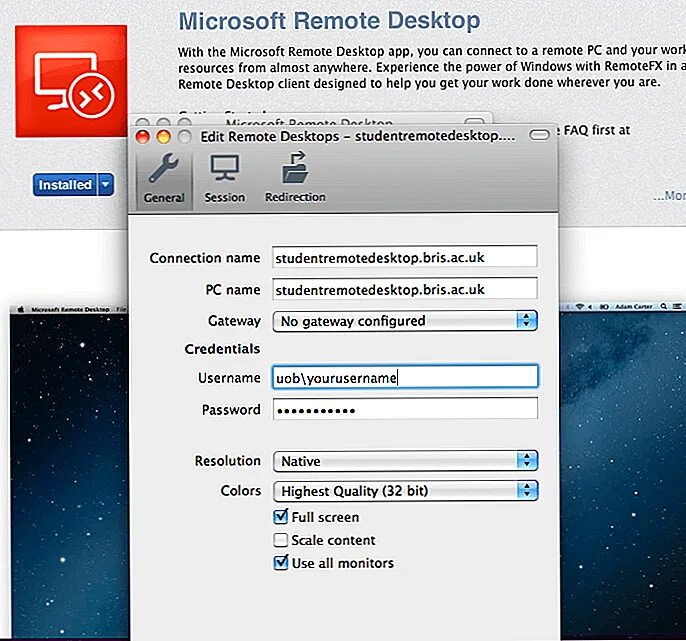 Rd client windows