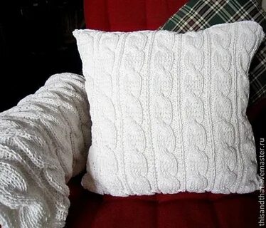 Чехол на подушку спицами