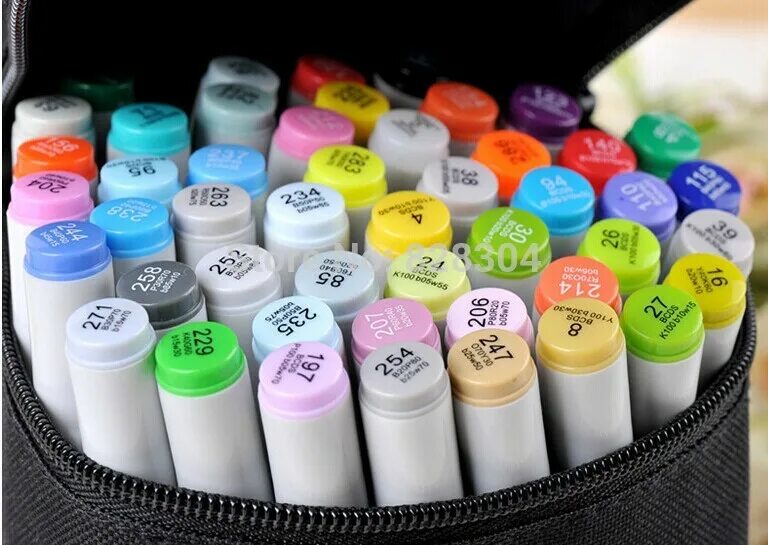 Маркеры color. Фломастеры по цветам. Маркеры на водной основе coloring brush pen. Фломастер многоцветный. Набор маркеров для скетчинга (80 шт).