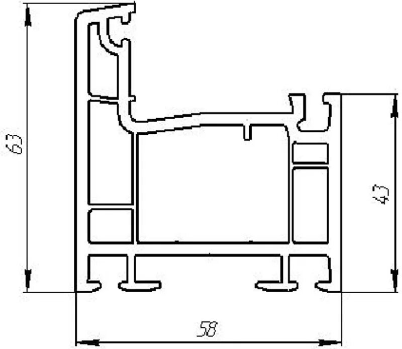 Профиль купить размеры. Профиль Проплекс 58. Профиль ПВХ оконный 58. Профиль ПВХ для окон импост КВЕ 58.