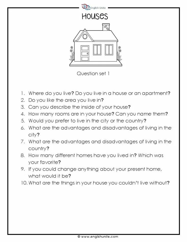 Talk about home. Questions about house for kids. house speaking. questions about house. speaking activities about house.