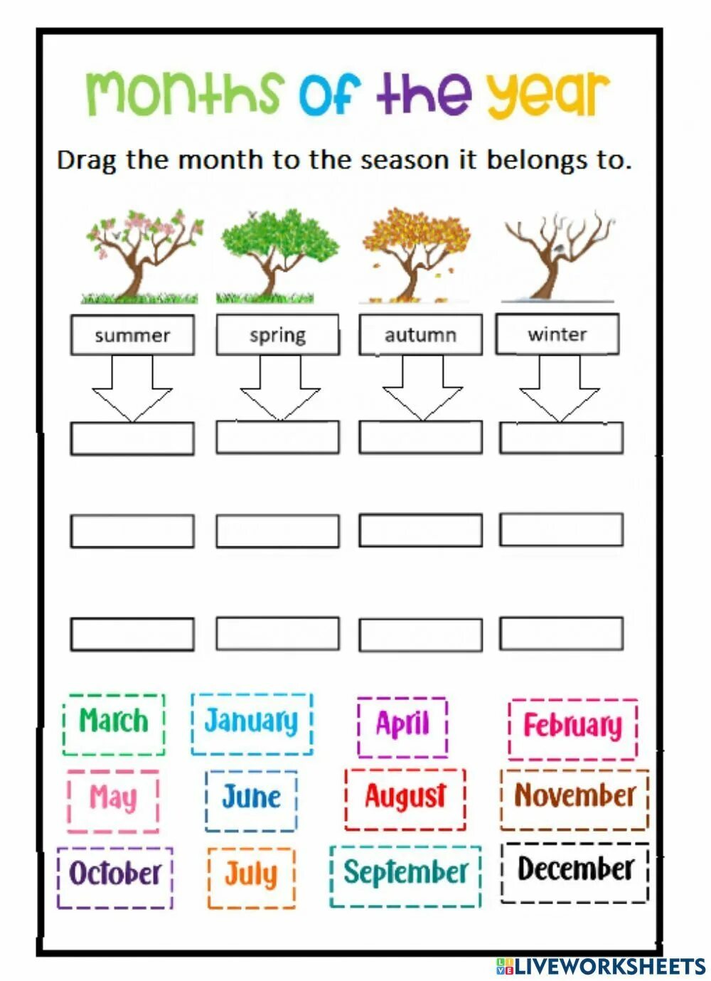 Месяца Worksheets. Months of the year. Month of the YEARSEASONS Worksheets. Seasons and months Worksheets. Seasons months of the year