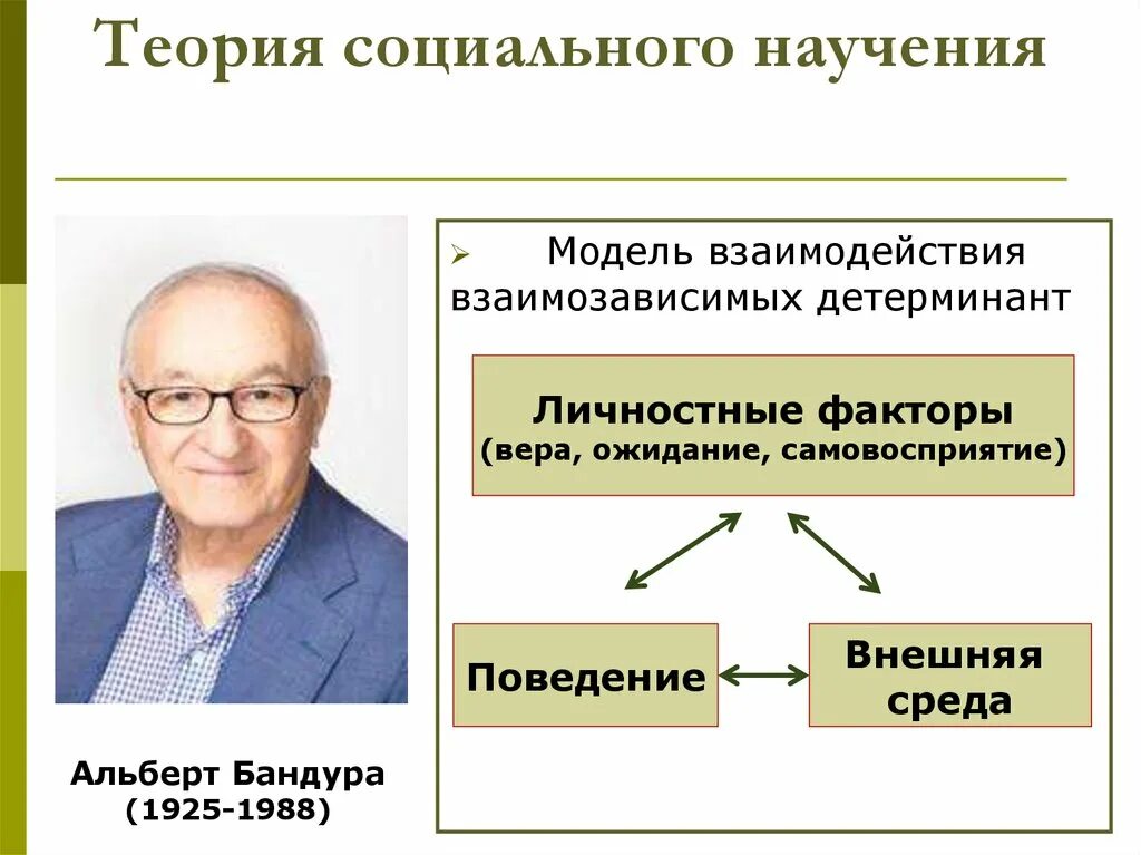 Научение подходы. Теория социального научения бандуры.