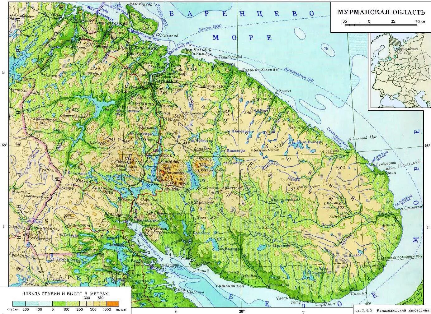 Карта высот ленинградской области над уровнем моря. Мурманск на карте Кольского полуострова. Карта Кольского полуострова с городами и поселками. Кольский полуостров на карте. Физическая карта Кольского полуострова.