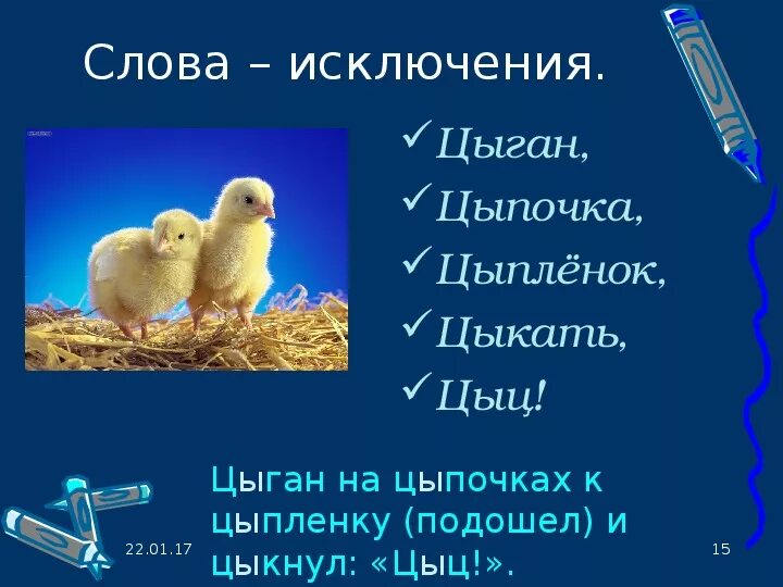 Цыпленок слово исключение