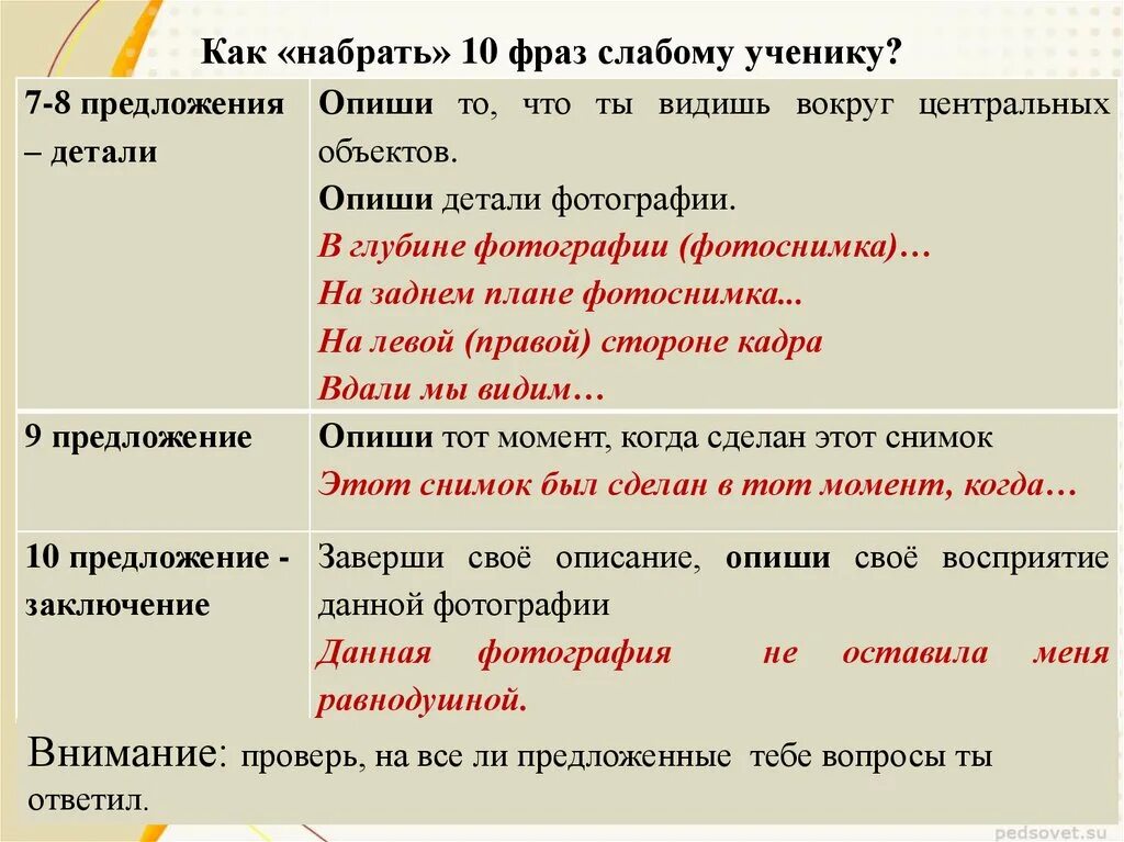 Сильный слабый предложение. Слабый словосочетание. Клише для итогового собеседования. Как набрать 10 фраз слабому ученику описание фотографии. Как набрать 10 фраз слабому ученику презентация.