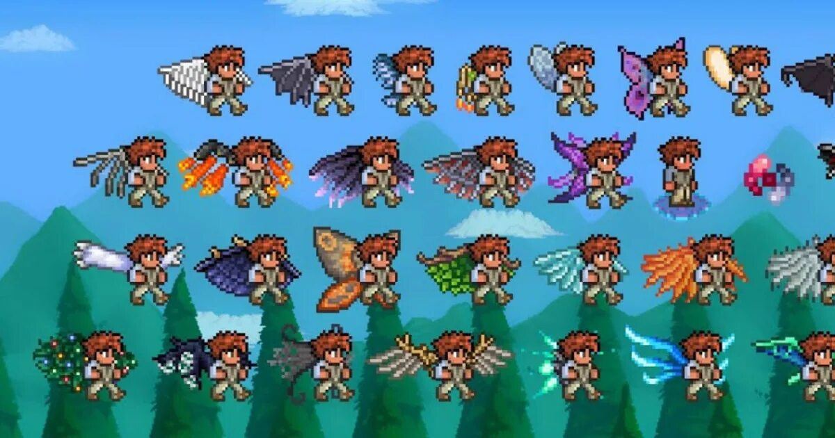 Персонаж террарии с крыльями. 3 террария. Террария крылья птенца. Первые крылья в террарии. Крылья террария 1.