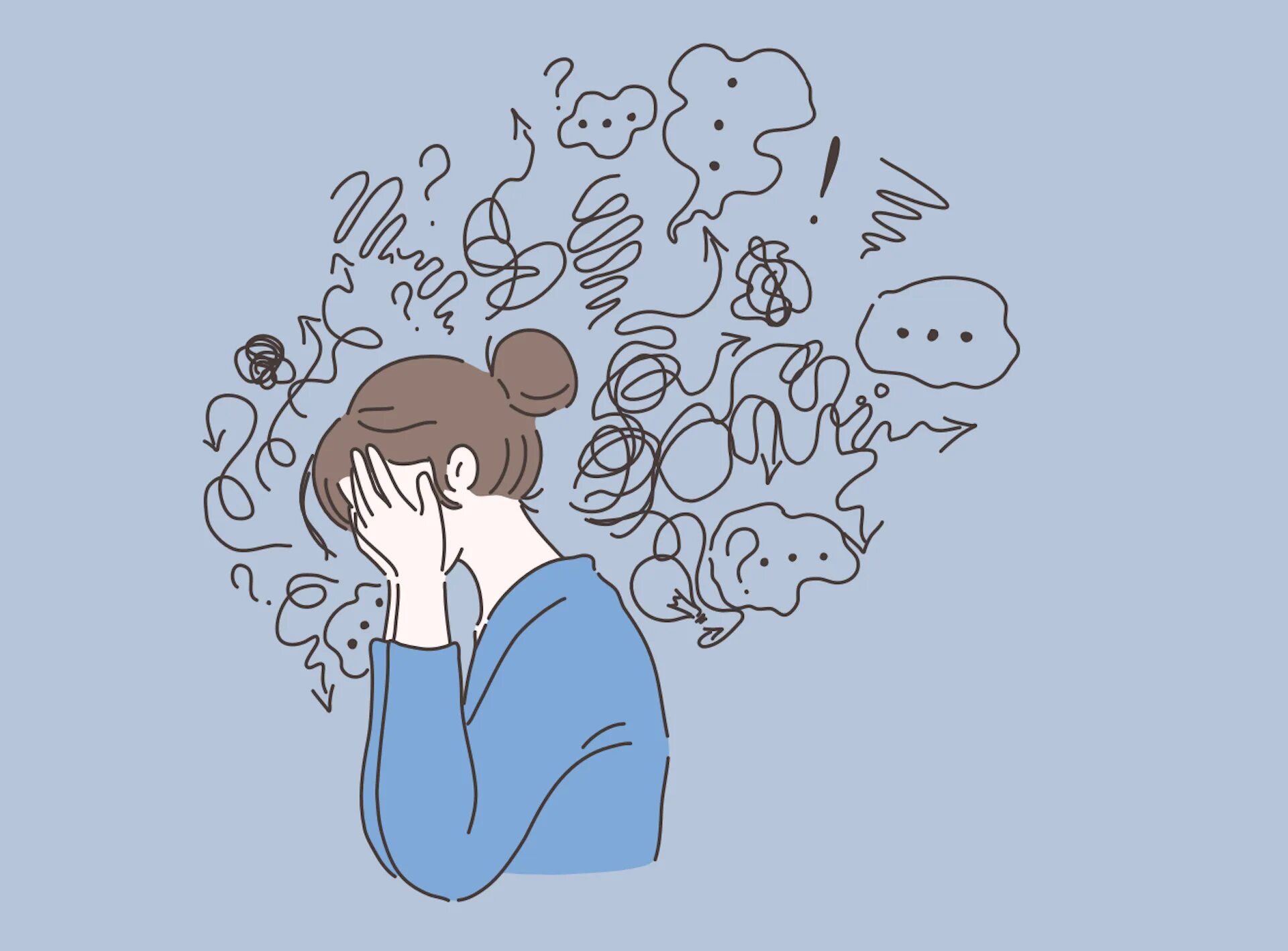Thought to cause. Стресс иллюстрации. Тревожность картинки. Тревожность иллюстрация. Беспокойство рисунок.