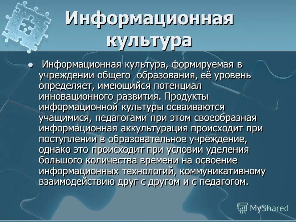 Развитие информационной культуры в образовании