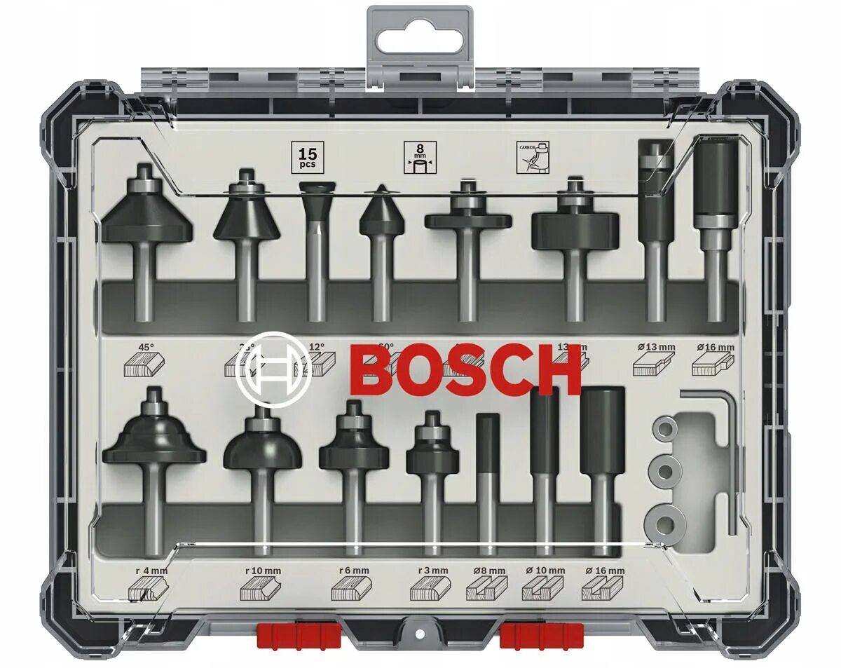 Набор фрез Bosch 2607017472. Набор фрез смешанный (15 шт; хвостовик 8 мм) Bosch 2607017472. 2607017472 Набор фрез. Набор фрез смешанный Bosch 6мм. 15шт. (Арт. 2607017471).