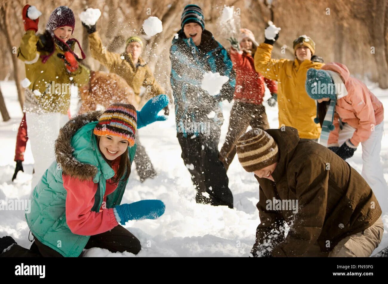 Making snowballs. Making snowballs