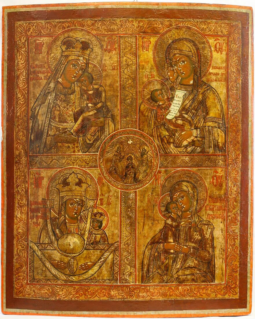 4 иконы богородицы. икона бм четырехчастная.