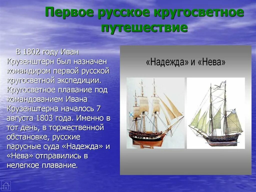 Судно кругосветного путешествия. 1 Кругосветное путешествие Крузенштерна.