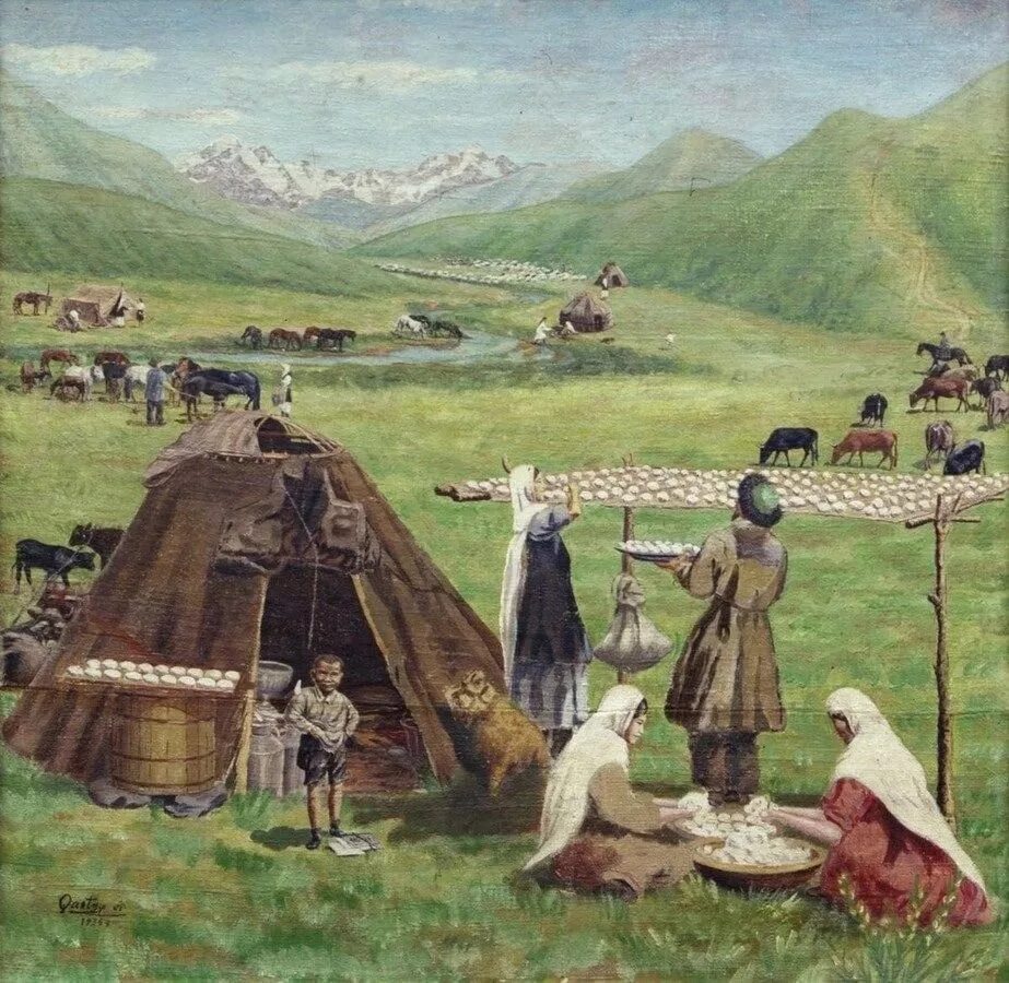 Кастеев. Абылхан Кастеев на Колхозной молочной ферме. Абылхан Кастеев картины. Казахский художник Абылхана Кастеева