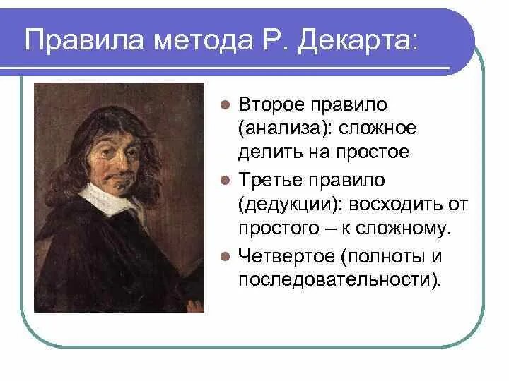 Декарт метод познания. 4 Правила метода Декарта. Когда Декарт дедукции метод обосновал.