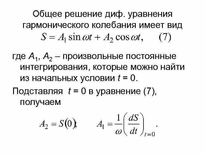 Решение дифференциального уравнения гармонических колебаний. Вывод дифференциального уравнения гармонических колебаний. Общее дифференциальное уравнение колебаний. 2. Дифференциальное уравнение гармонических колебаний..