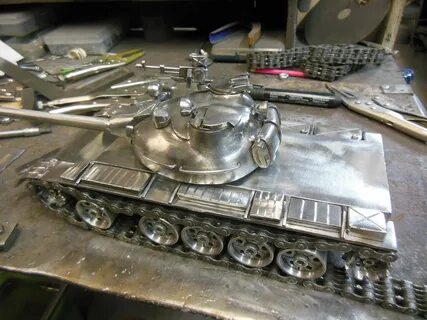 Сборная модель танка "Тигр" из металла. 