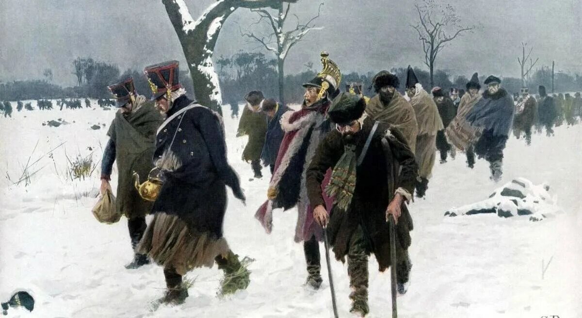 Отступление французской армии 1812. И. Отступающие войска наполеона. Отступающие войска наполеона. Отступление наполеона картина.