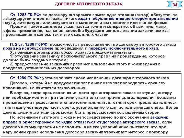 Договор авторского заказа. Условия авторского договора. Договор на создание произведения и договор авторского заказа.