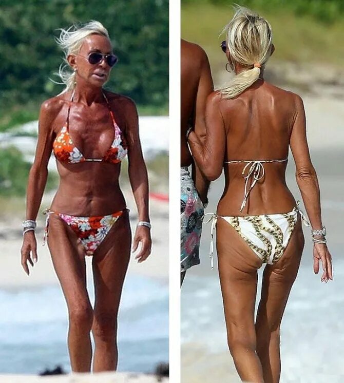 Загорелая бабка. Элен эктор. Бабушки в купальниках. Донателла версаче грудь. Страшные старухи в купальниках.